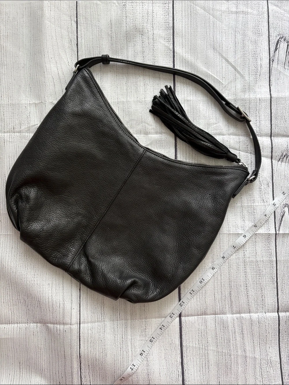 Margot Classic Black Leather Hobo Shoulder Bag